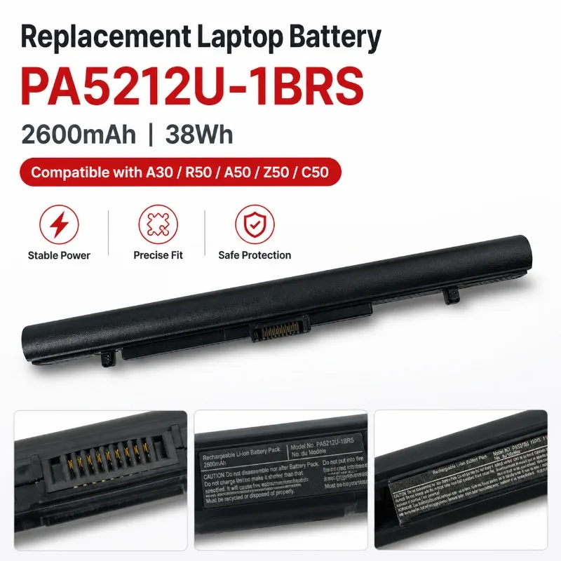 For Toshiba Laptop Battery PA5212U‑1BRS PABAS283 Replacement Notebook Battery Fit R50‑C B35/R A50‑C Stable Power Durable Battery