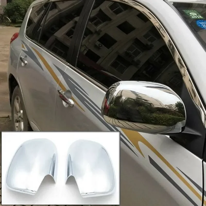 Silver ABS Chrome Car Door Rearview Mirror Cover Trim for RAV4 XA30 2006-2012 Exterior Styling Accessories 1 Pair