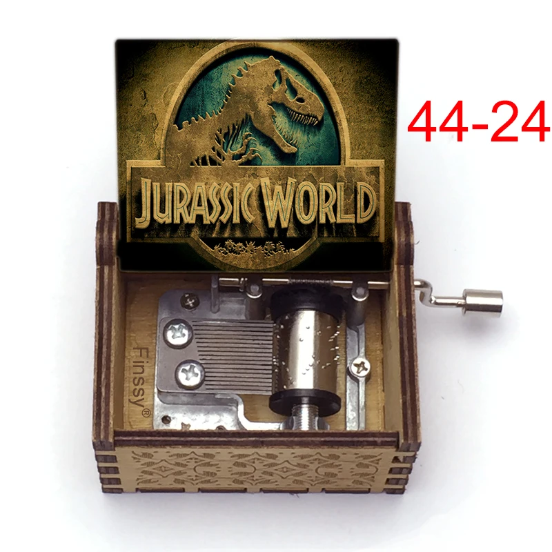 صندوق موسيقى خشبي أسود للجماهير ، أغنية الحديقة الجوراسية ، زخرفة حركة اليد ، هدية عيد ميلاد ، صديق ، فيلم #5