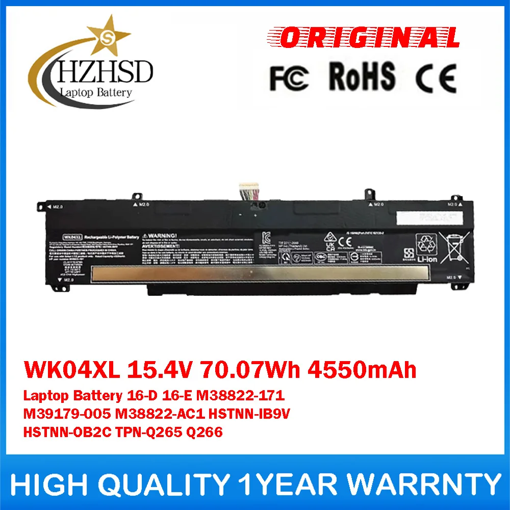 

WK04XL 15.4V 70.07Wh 4550mAh Genuine Original Laptop Battery For HP Victus 16-D 16-E M38822-171 M39179-005 M38822-AC1 HSTNN-IB9V