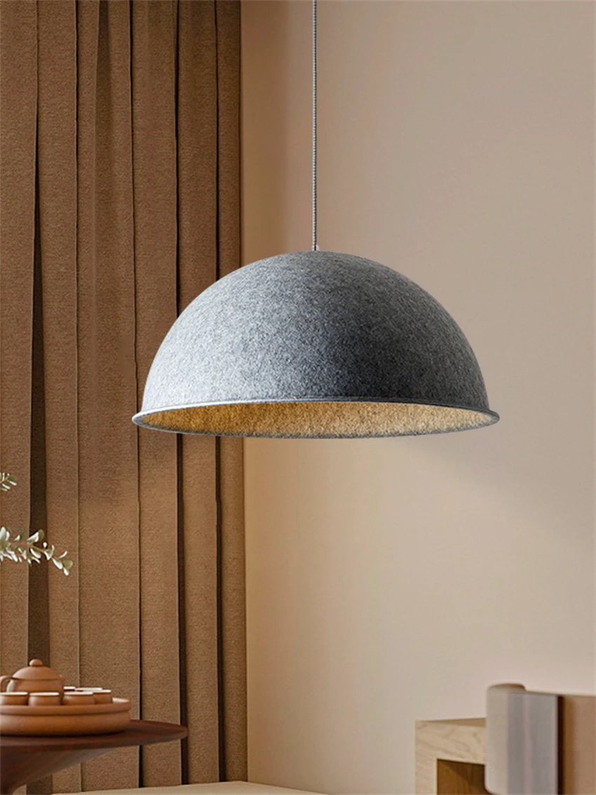 Nordic grey half circle pendant lights restaurant sound absorbing felt hotel bar counter luxury bedroom pendant lamps fixtures