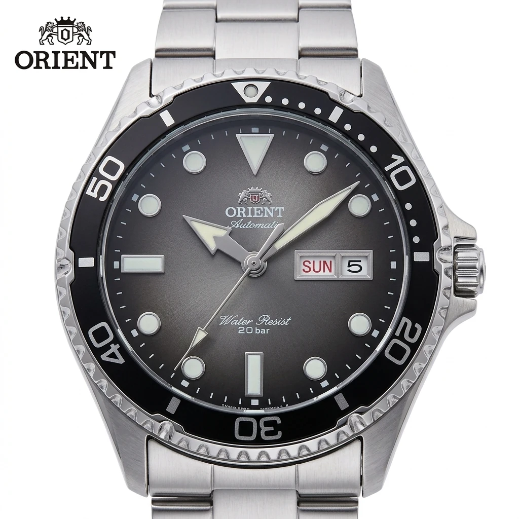 Orient Men Sports Automatic Mechanical Diving Wristwatch, 200M Waterproof Day Date Function Stainless Steel Watch