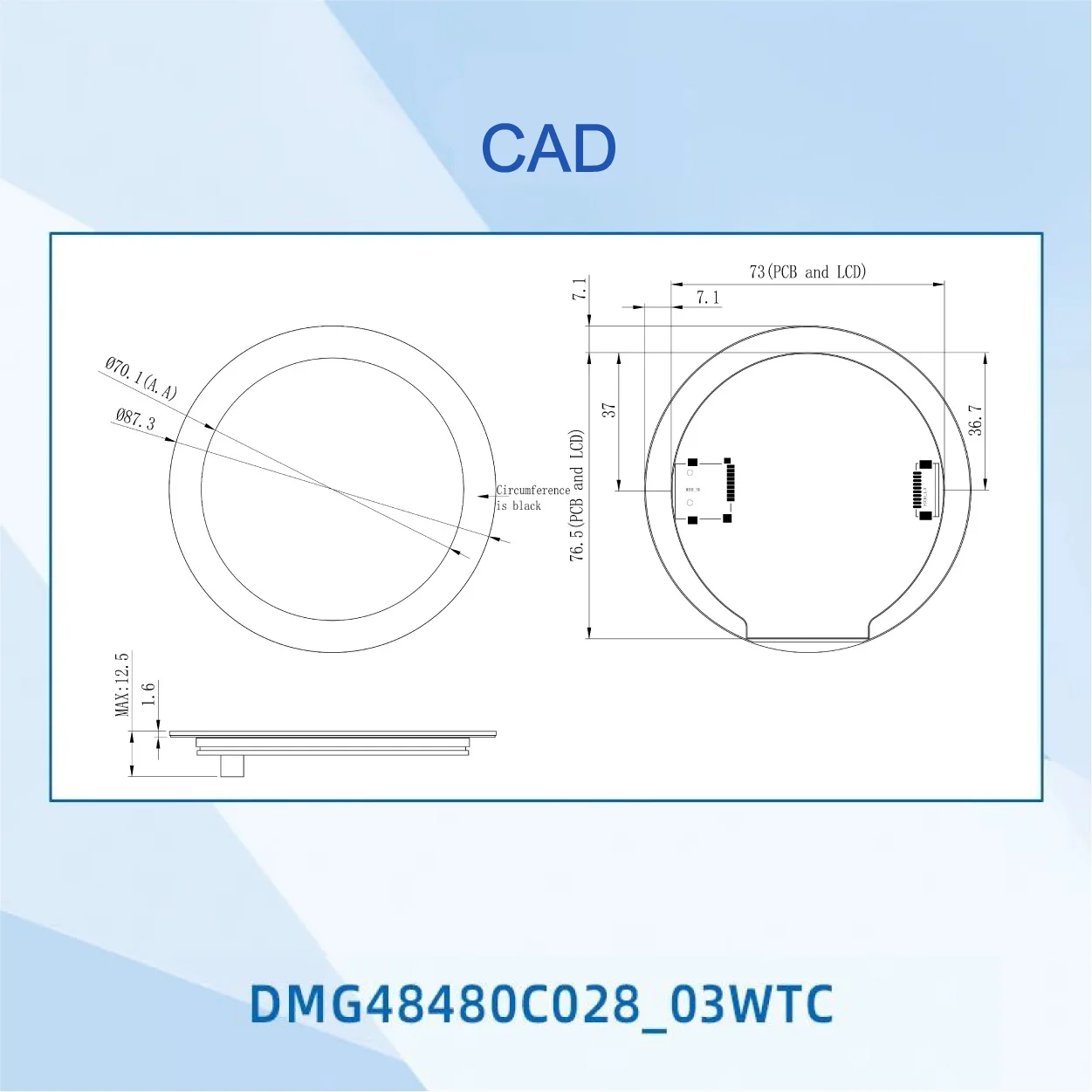 DWIN 2.8 Inch 480*480 Circular Smart Screen Commercial Grade IPS-TFT-LCD Full-laminated Capacitive Touch Panel DMG48480C028_03W