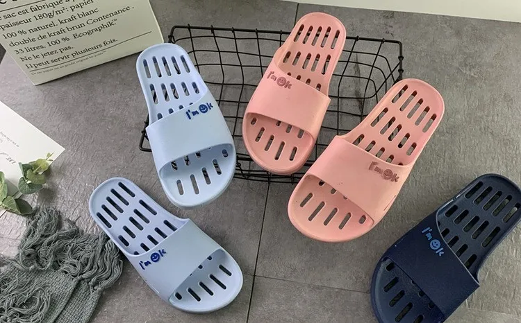 Pantuflas de baño para mujer, de verano, de secado rápido, huecas, para interior, sandalias planas Monick para parejas, sanda...
