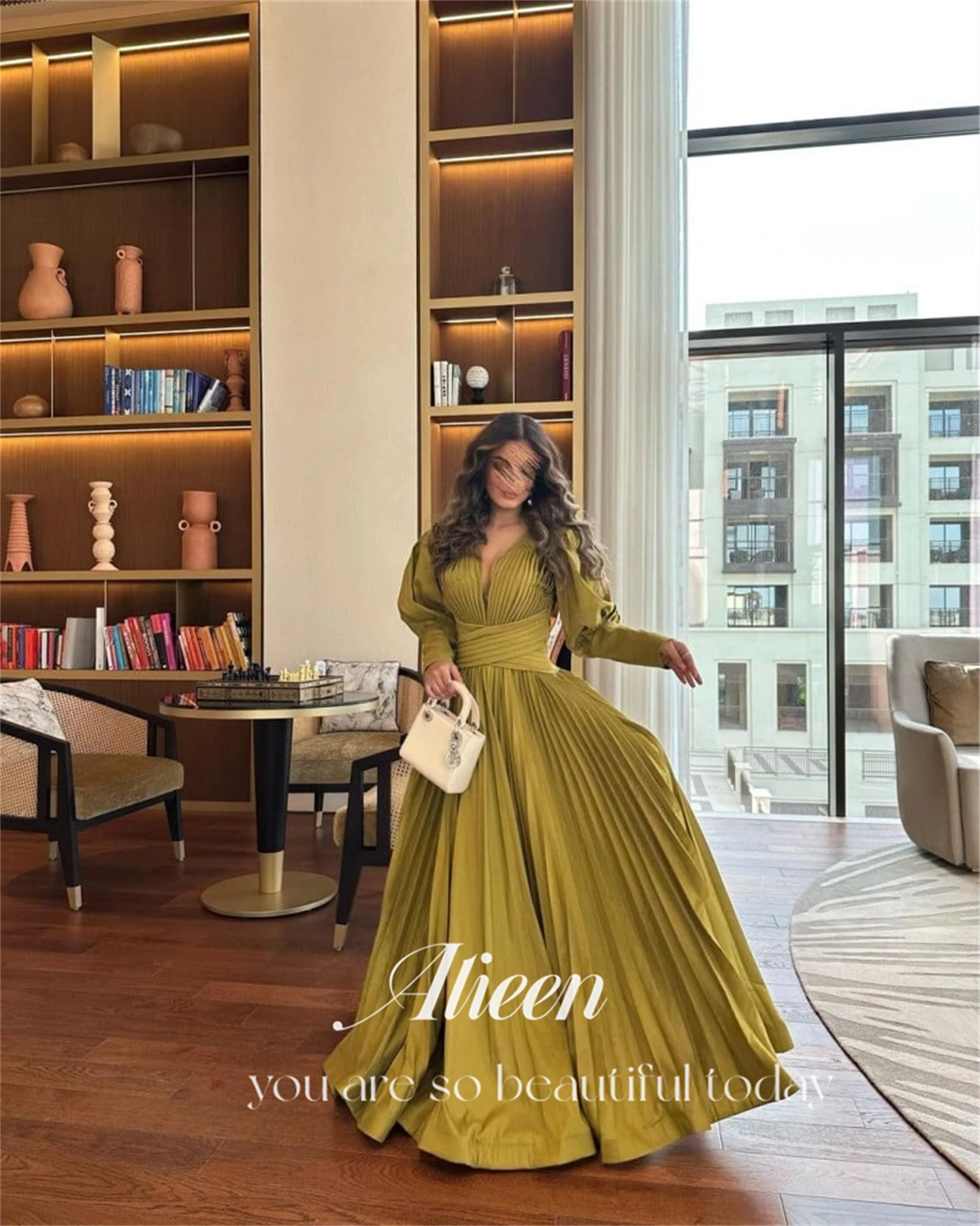 Puff Sleeves Ball Gown Line A Green Dresses for Prom Elegant Party Women customized Special Occasion Gala Woman Female Dress