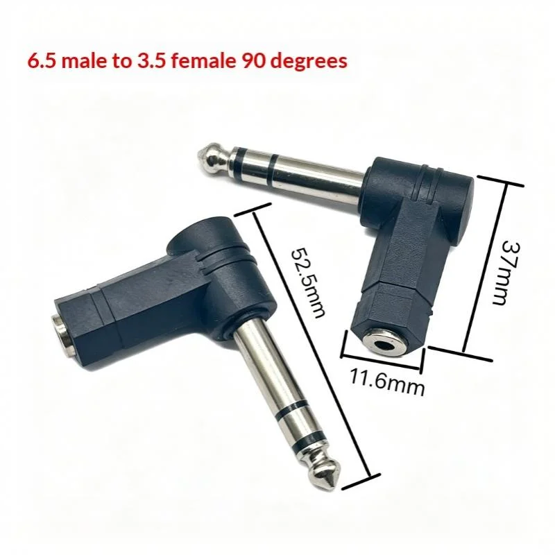 AV Earphone Microphone Audio Adapter 6.35 To 3.5 Plug Converter 6.5 To 3.5 Male To Female Bend 90°