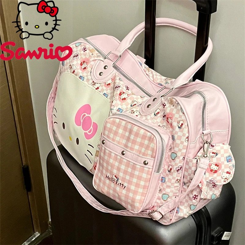 Hello Kitty New Portable Travel Handbag Large Capacity Fashion Women's Portable Travel Handbag Cartoon Storage Travel Bag