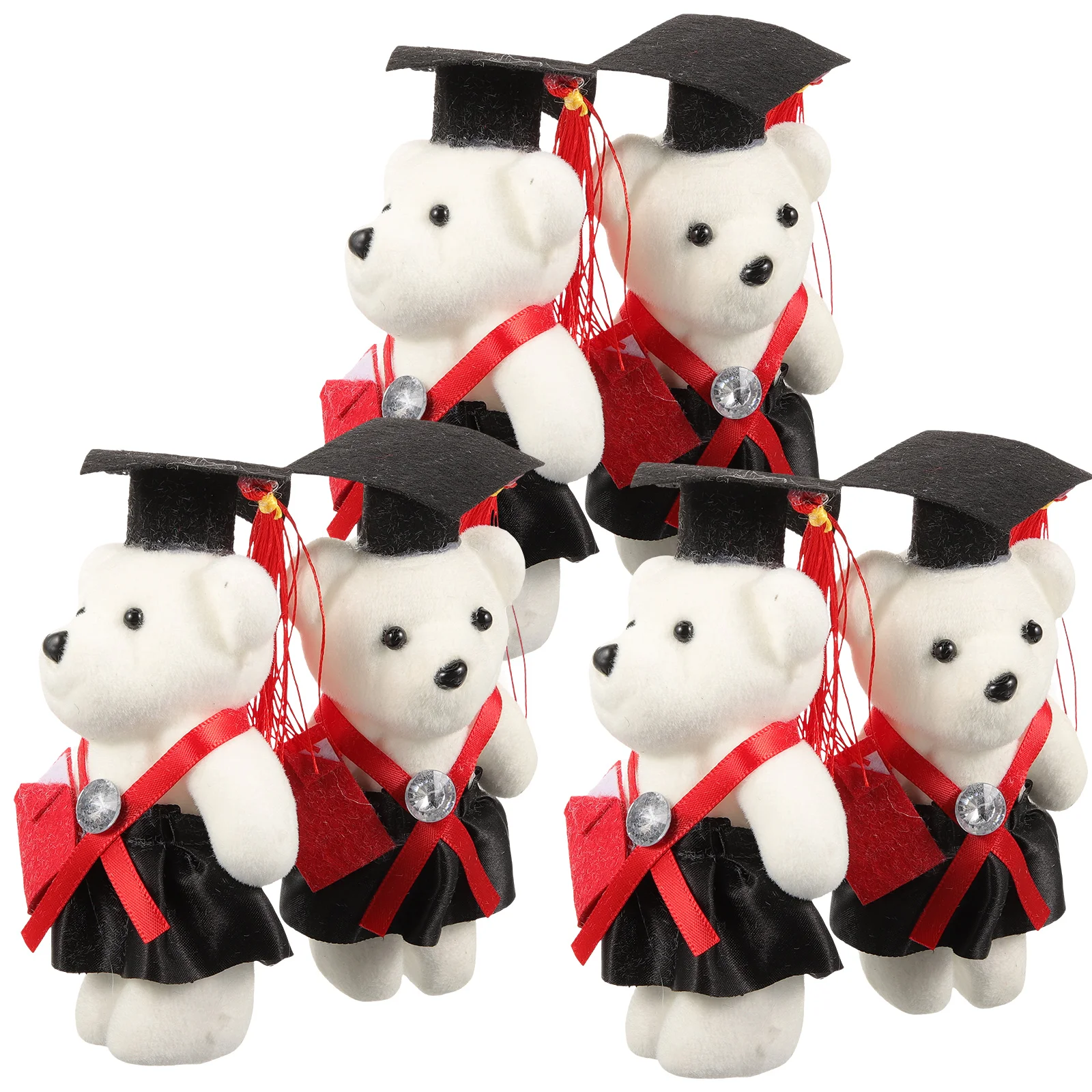 

6 Pcs Graduation Season Dr Bear Bouquet Decoration Ornament Filling Figurine Foam Commencement Presents Toy