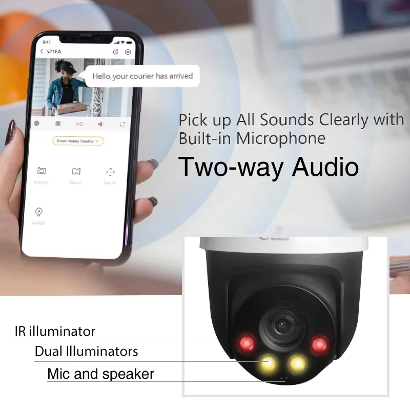 Dahua SD2A500NB-GNY-A-PV 5MP Smart Dual Light Network WizSense PT Security Protection AI PoE Camera Human Detecton Two-way Talk