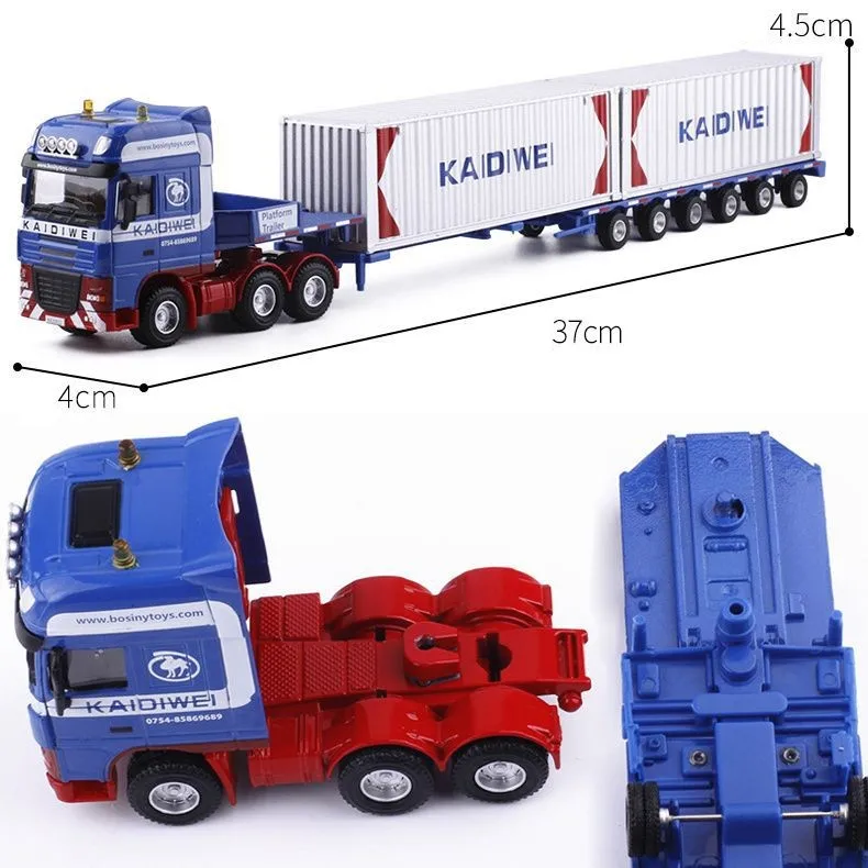 Platform Trailer Container Transport Tow Truck Toy Car For Children 1/50 Diecast Vehicle Model Educational Collection Gift Boy