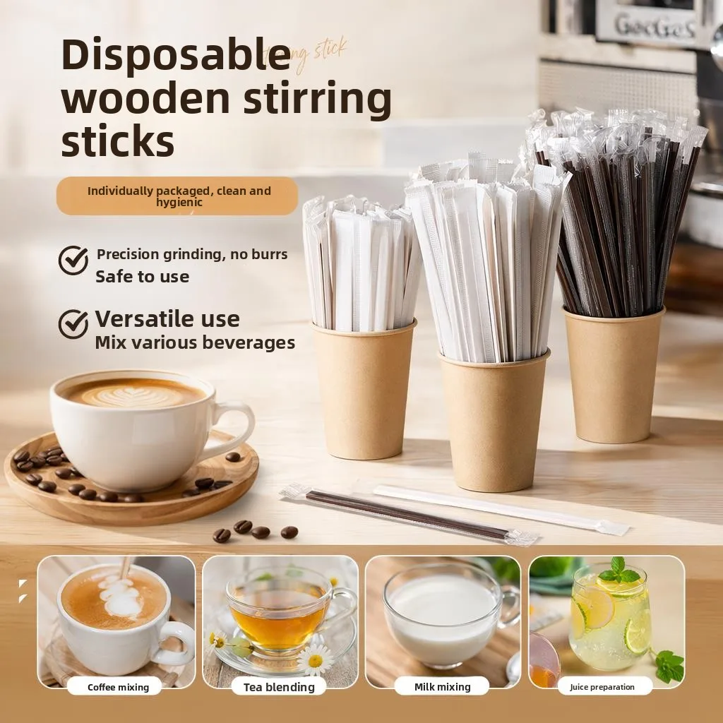 使い捨て木製攪拌棒-コーヒー-ミルクパウダー攪拌器-食品グレード-ストロー攪拌スプーン-個包装-レストラン食器