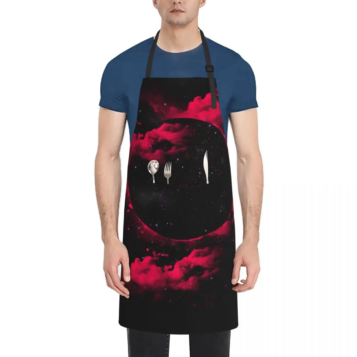 

Black Hole Waterproof Kitchen Apron For Women/Men With Pockets Work Restaurant Shop Waiter Work Uniform