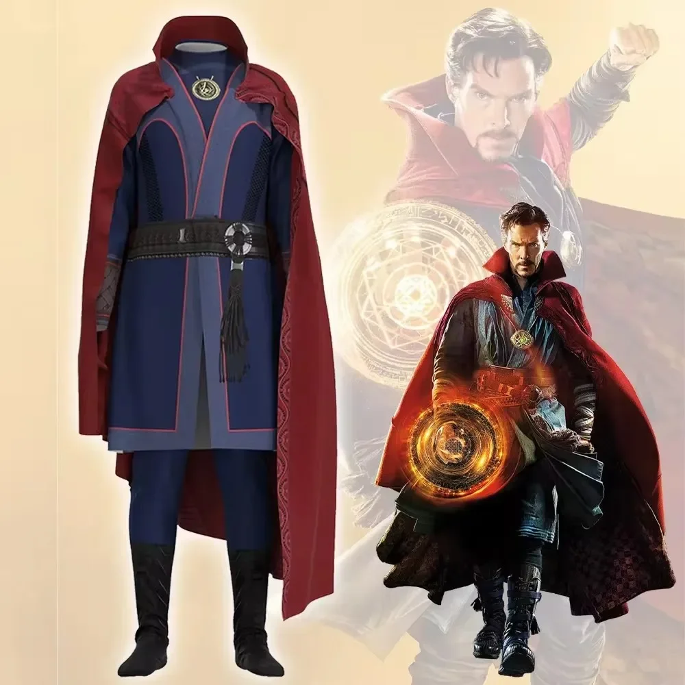 

2025Costume de docteur étrange dans le multivers de la folie pour adultes combinaison de héros souriant costume de télévision et