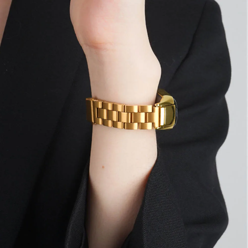 Gold Sliver Straps For Xiaomi Mi Band 6 5 4 3 Pulseira Smartwatch Watchbands For Miband 6 5 Mi Band6 Band5 Stainless Steel Belt