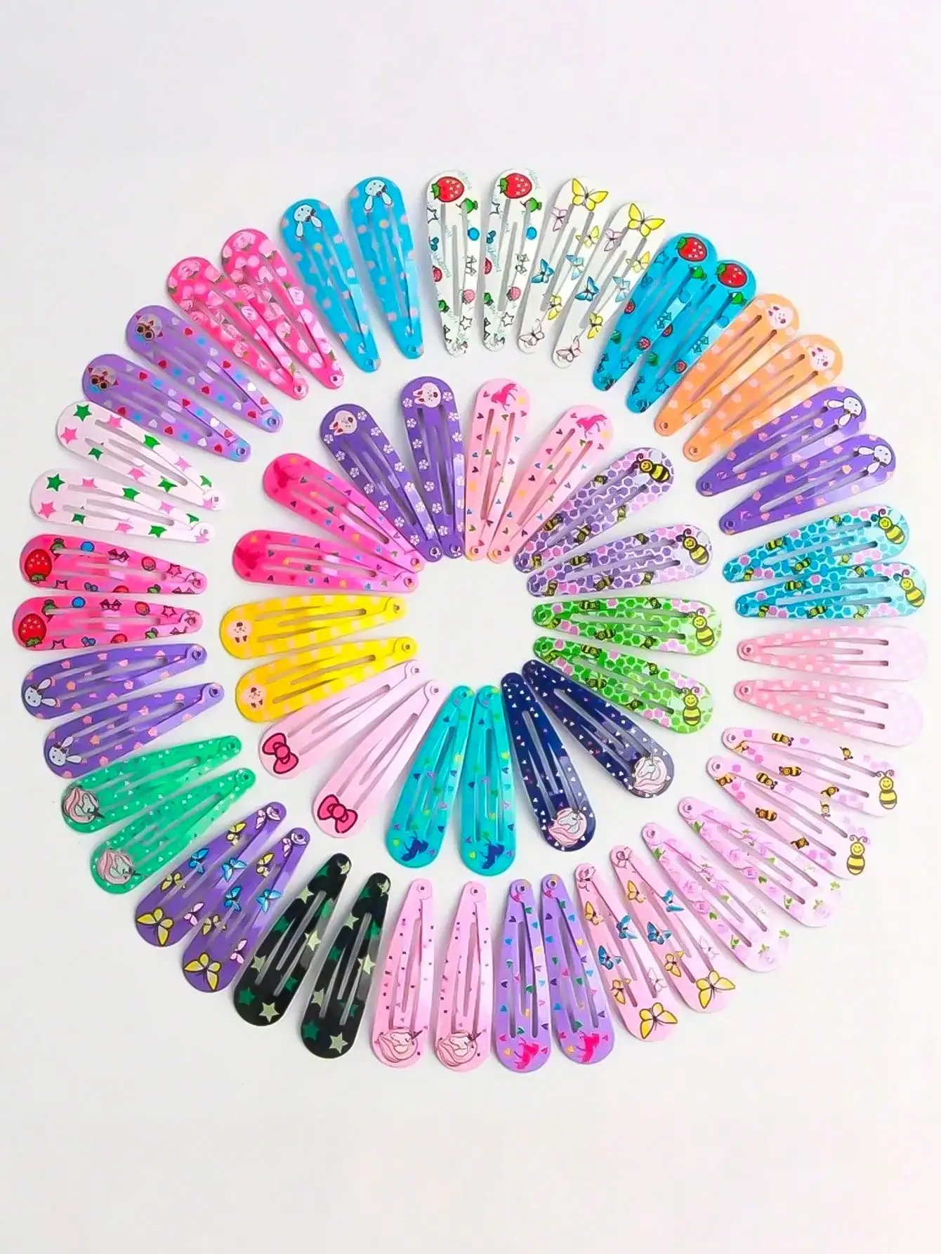 

20/50pcs Random Cute Printed Clips, Dopamine Hair Clips, Fashion Girl Hair Accessories With Playful Patterns (Strawberry, Flower, Heart, Unicorn, Butterfly, Etc.) - Colorful Hair Clips, Suitable For Bangs And Side Hairstyles, Durable Daily Styling Accesso