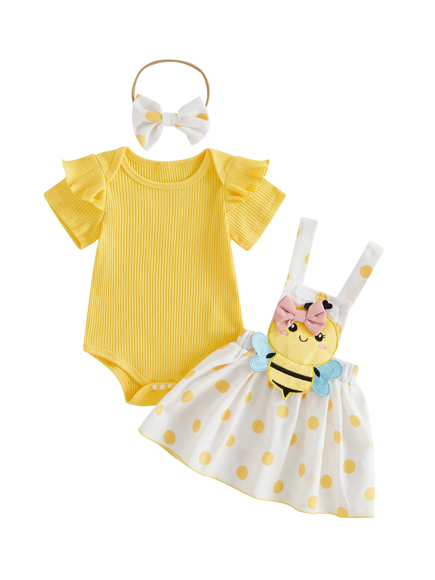 

Комбинезон с цветочным принтом для маленьких девочек, юбка на подтяжках с рюшами, комплект с повязкой на голову для летних нарядов