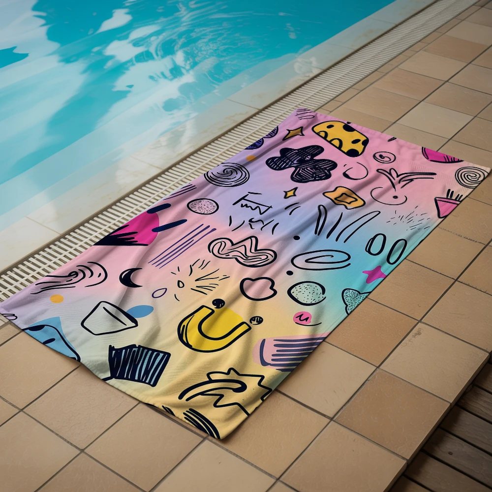 Abstract Shape Soft Portable Travel Towel Unisex Ultra Lightweight Microfiber Oversized Sand Free Quick Dry Beach Towel