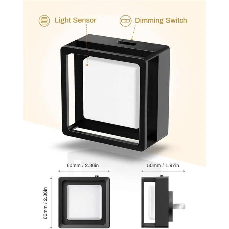 【Penawaran Kilat!】 Lampu Malam LED 2 Pak untuk Steker Dinding, Menampilkan Desain Dapat Diredupkan Sensor Senja Hingga Fajar, Lampu Malam Tipe Steker Eropa