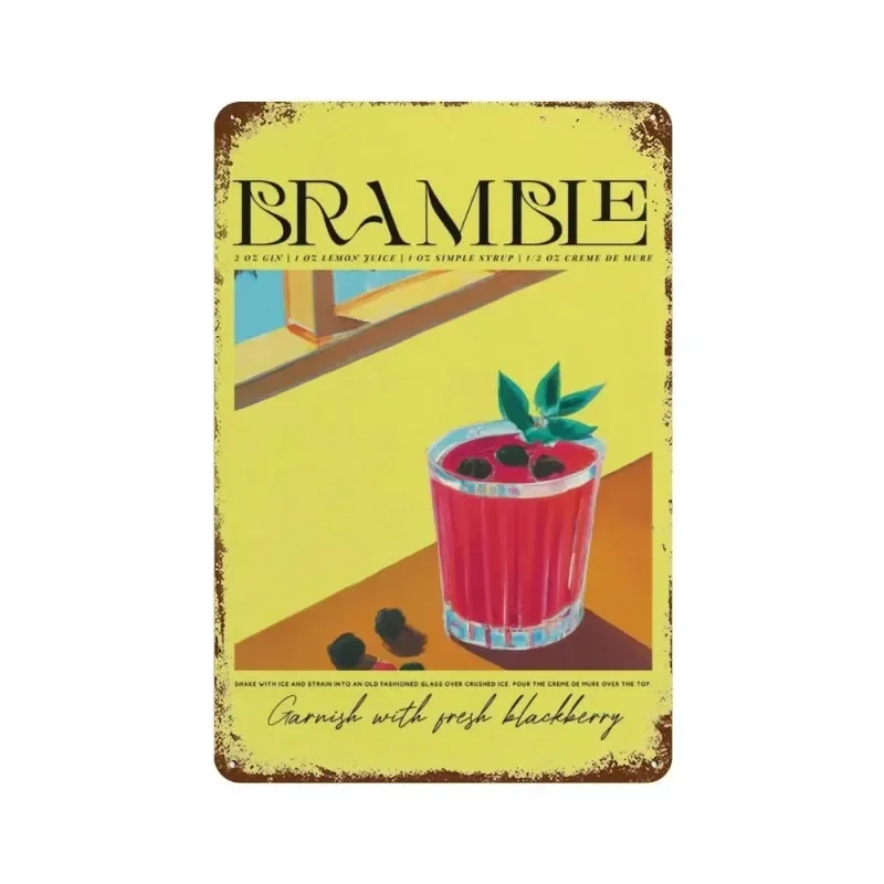 HD Tin Sign Vintage Classic Cocktail Recipe Retro Metal Tin Sign for Bar Wall Decor