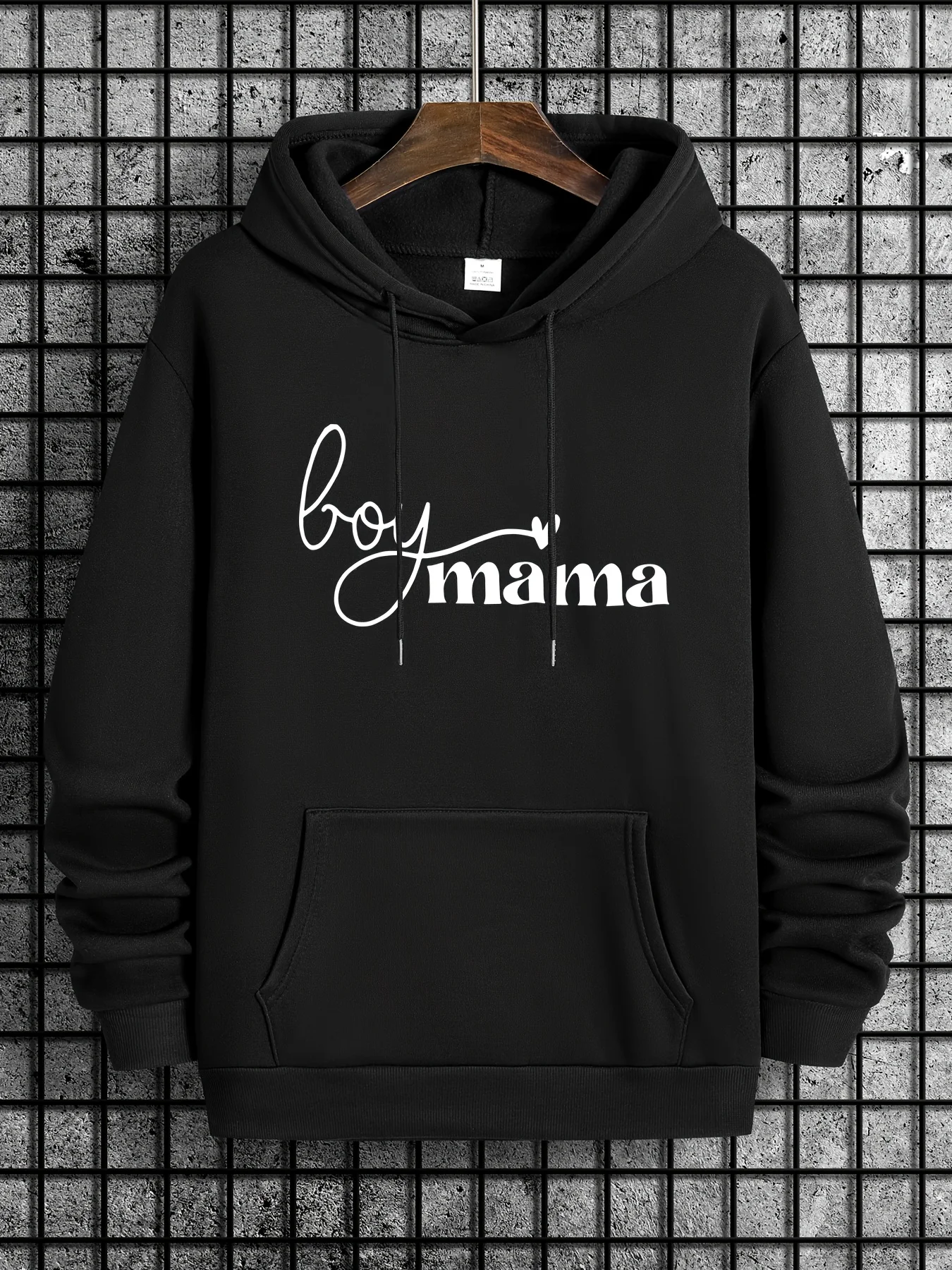 

"Boy Mama" print, men's hooded sweater, pullover with kangaroo pocket, comfortable and fashionable hooded pullover shirt