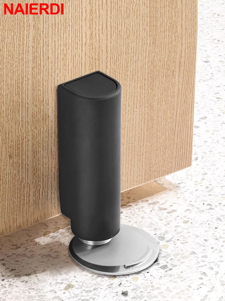 

NAIERDI Stainless Steel Magnetic Doorstop Heavy Duty Door Stop Magnet Door Stopper Black Nail-free Door Suction Door Holder