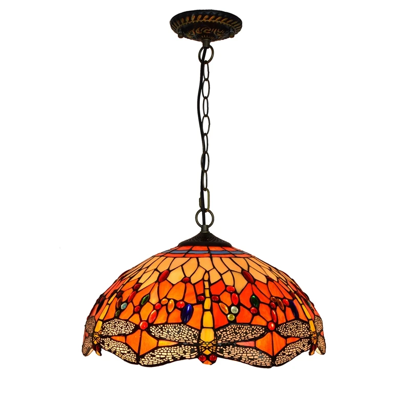 lustres tiffany estilo red dragonfly droplight vitral teto luz pingente para sala e sala de jantar 16 01