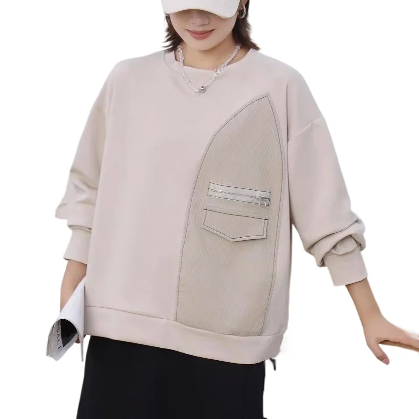 

Свободные повседневные женские пуловеры с круглым вырезом и длинными рукавами, футболки, толстовки, топ