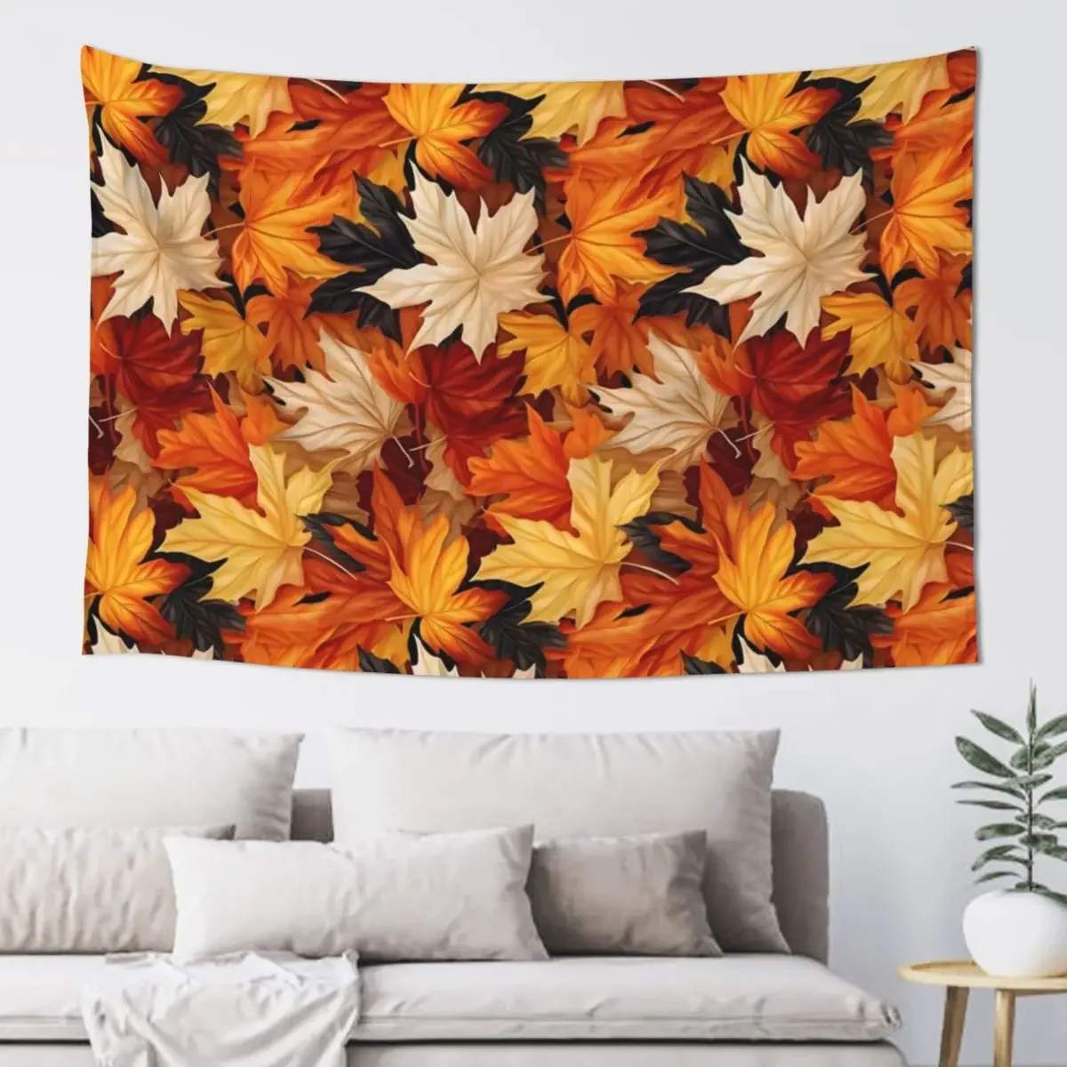 

Seamless Autumn Leaves Tile Pattern Tapestry Home Decorating Decorative Wall Wall Hanging Decor Tapestry