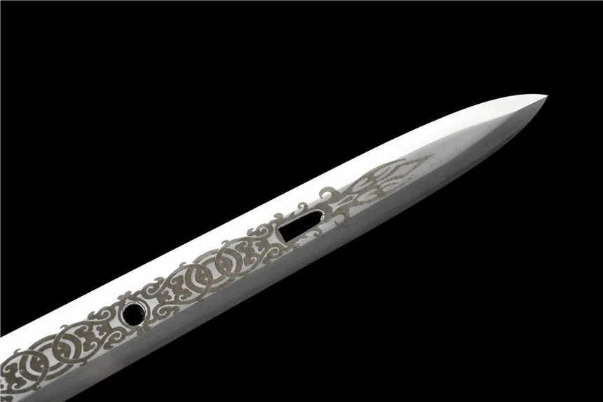 80cm Candle Dragon Silver Tiger Sword Medieval Battle preparation katana full tang Spring Steel Edge Cutting Ninja Kung Fu Marti