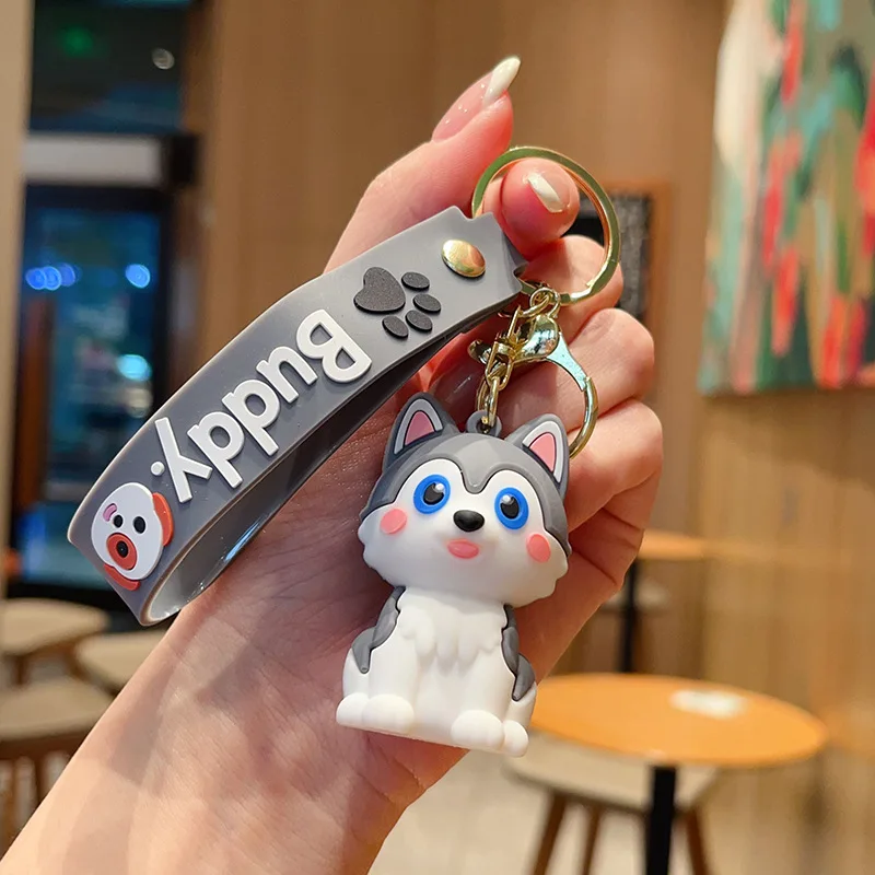 New cartoon cute pet dog keychain doll, small pendant, adorable bag, hanging decoration, claw machine doll, small gift