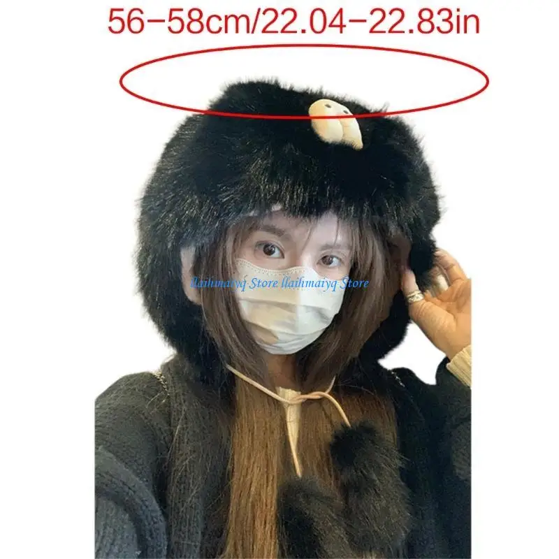 573B Earflap Hat 3D Cartoon Plush Hat Outdoor Sport Cycling Hiking Accessory Headgear