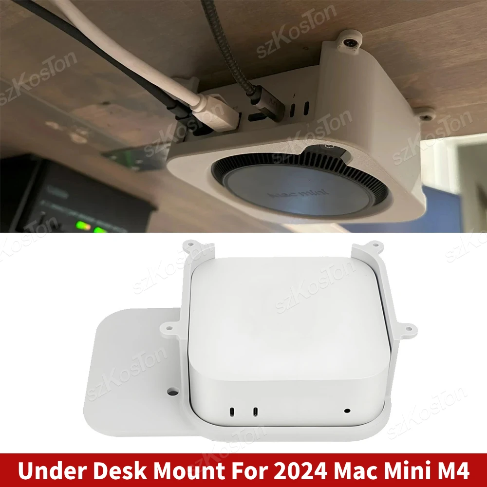 Under Desk Stand for 2024 Mac Mini M4 Desktop Computer 3D Printing Bracket Storage Holder for Mac Mini M4 Pro PC Accessories