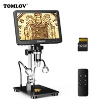 TOMLOV DM9 Pro HDMI Digital Microscope 7'' IPS Screen Microscopes 1200X Entire Coin View 16MP Professional Soldering Microscopio