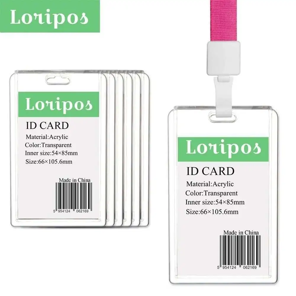 20pcs/lot Acrylic Name Id Card Case Badge Label Tag Sign Paper Frame Display With Lanyards Multi-colors Suspension Cord Rope
