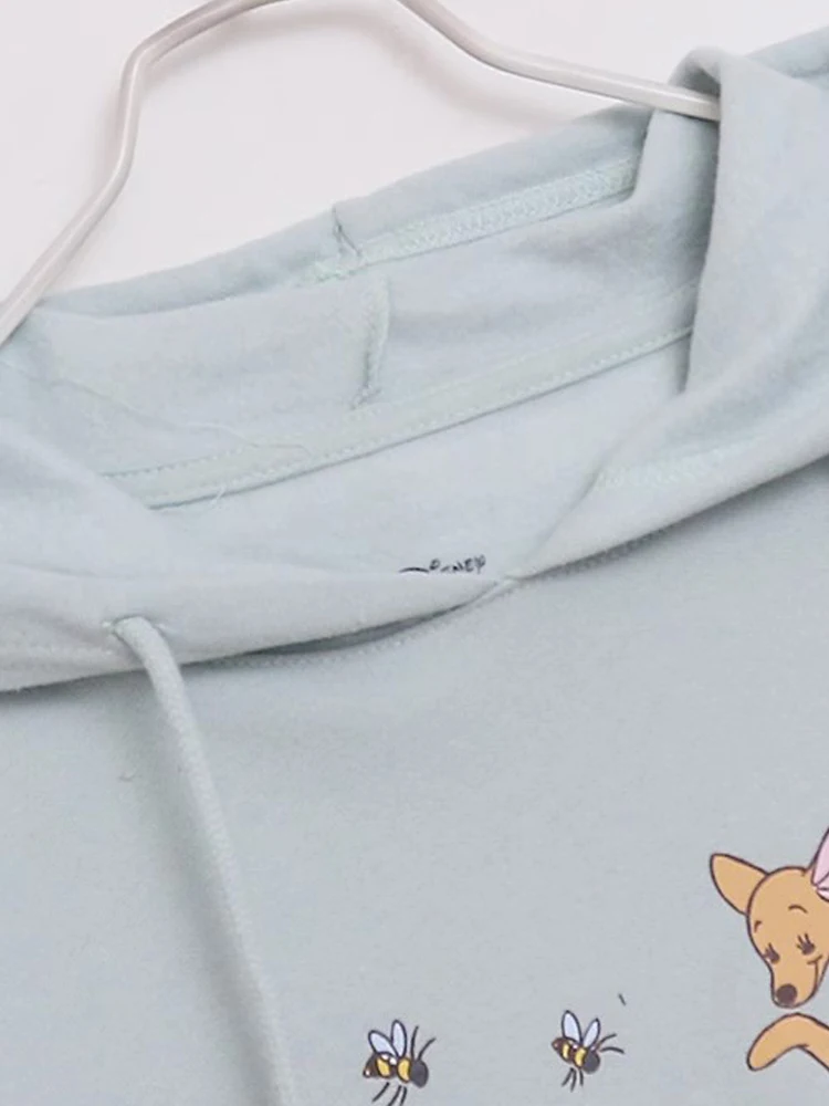 Disney Sweatshirt Winnie the Pooh Bear Eeyore Pig Tigger Cartoon Print Women Long Sleeve Hooded Pullover Fleece Jumper Tops