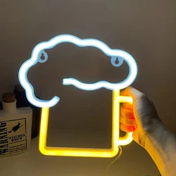 Letreros de cerveza de neón para hombre, taza de cerveza de cueva, letrero de luz, Regalo para marido, cerveza de pared LED para garaje, Patio, hogar, BAR, cafetería, Pub, club nocturno