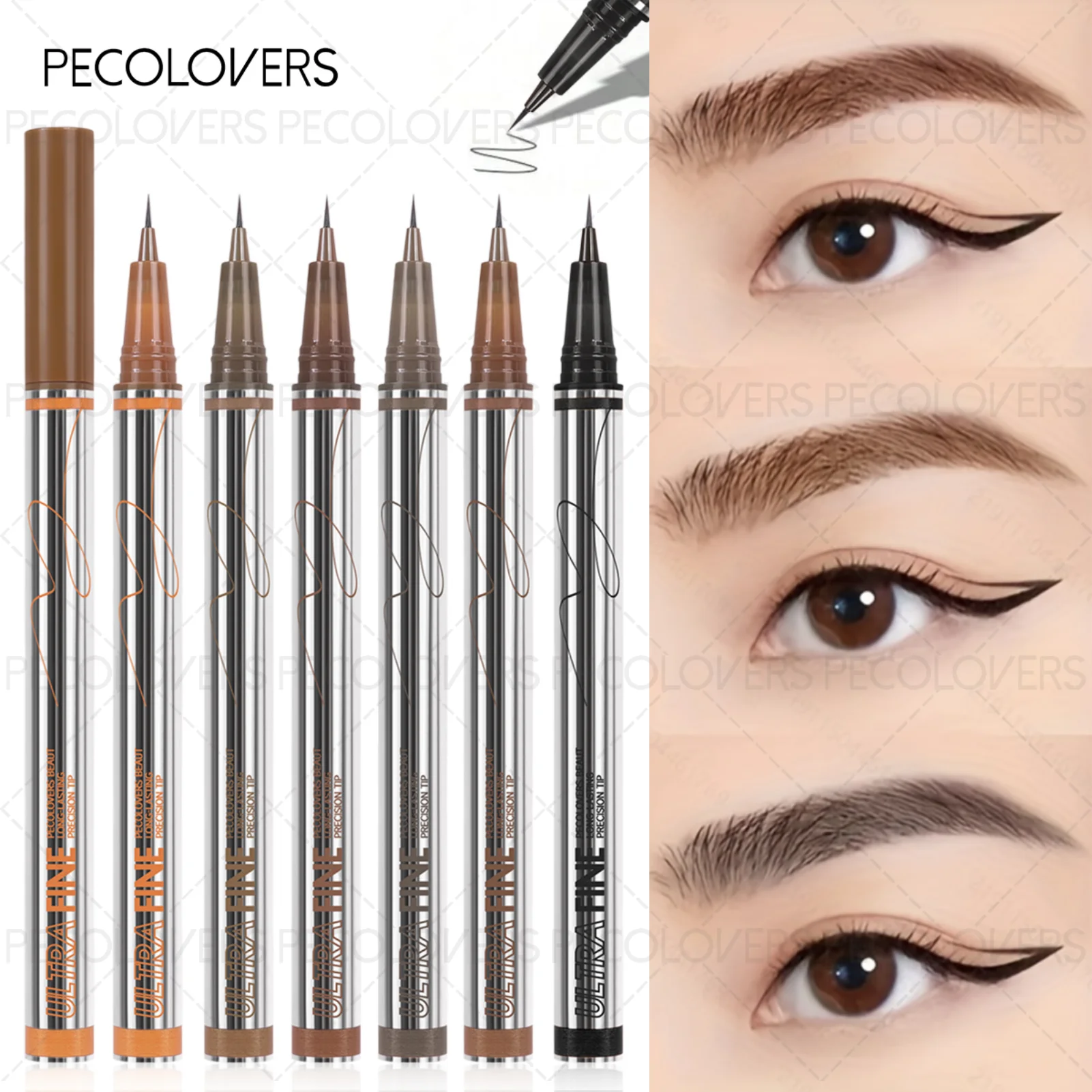 4-Way Slanted Eyebrow Pencil, Waterproof, Sweatproof, Long-Lasting, Non-Blending, Comfortable to Touch, Easy to Carry