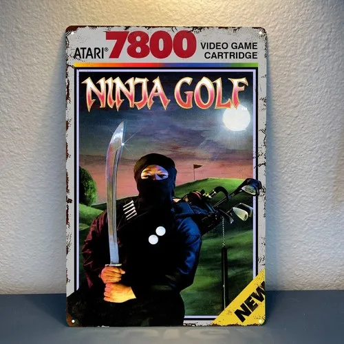 Golf Retro Video Game Metal Poster - Size
