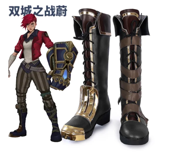 Juego LoL Arcane Vi Cosplay zapatos VI Halloween carnaval fiesta para mujeres y hombres botas