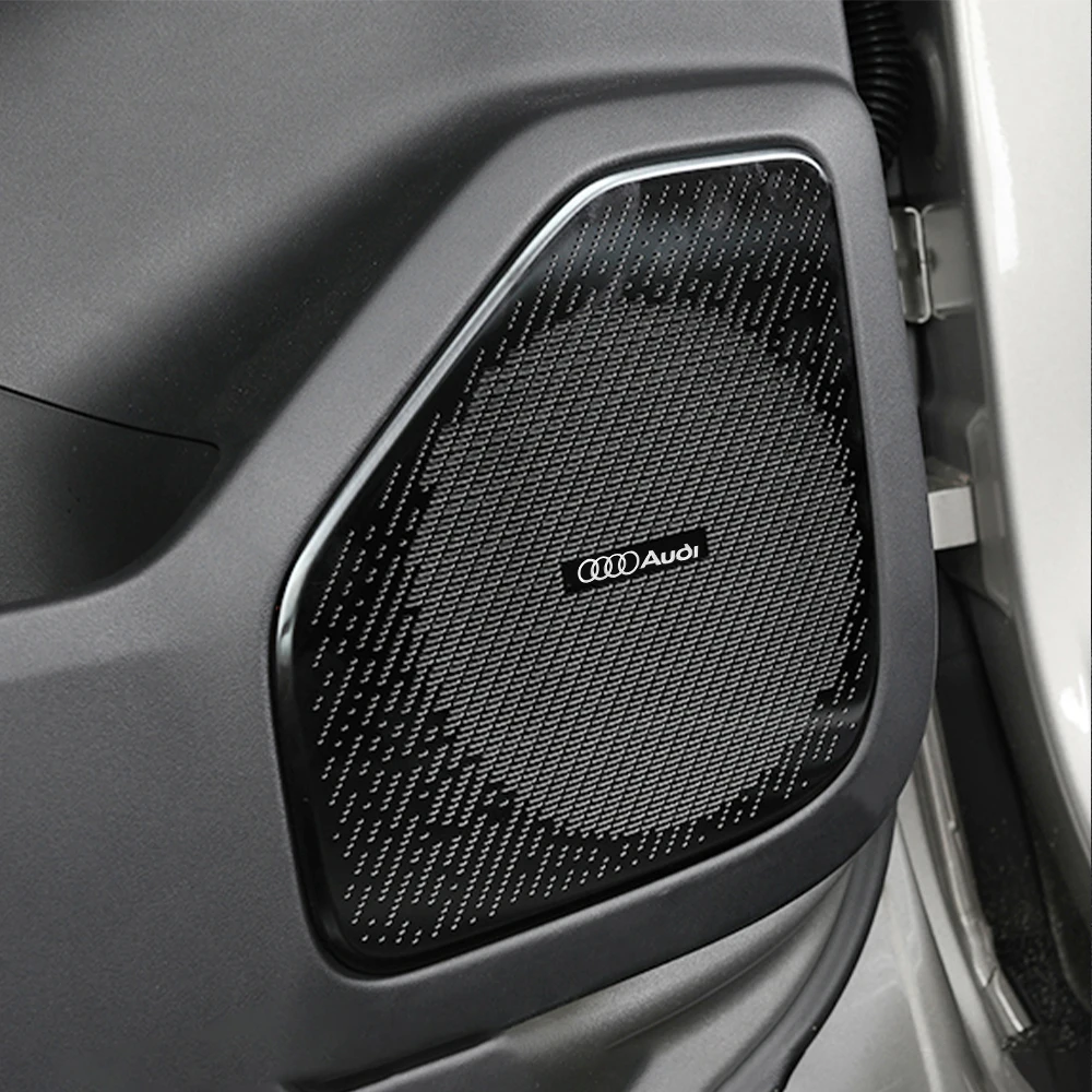 4Pcs Aluminum Car Audio Speaker Badge Stereo Emblem Sticker For Audi A1 A2 A3 A4 A5 A6 A7 A8 Q5 Q7 C8 B8 C6 Quyttro Sline RS Q2 view 4