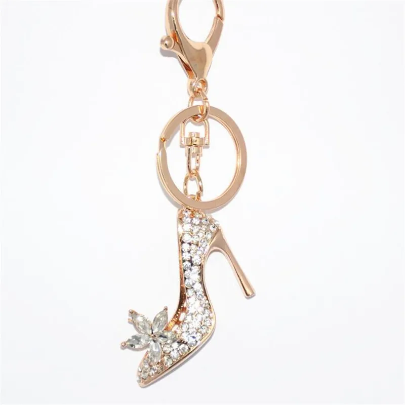 High Heel Shoe Keychain Rhinestone Crystal Purse Car Key Chain Bag Decorative Alloy Keyring
