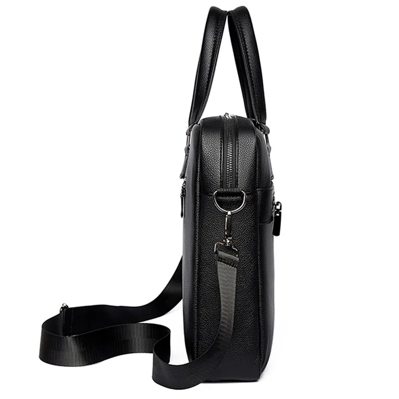 2025 جديد الرجال حقيبة عالية الجودة الأعمال العلامة التجارية الشهيرة بولي Leather الجلود الكتف حقيبة ساعي مكتب حقيبة يد A4 وثيقة حقيبة لابتوب