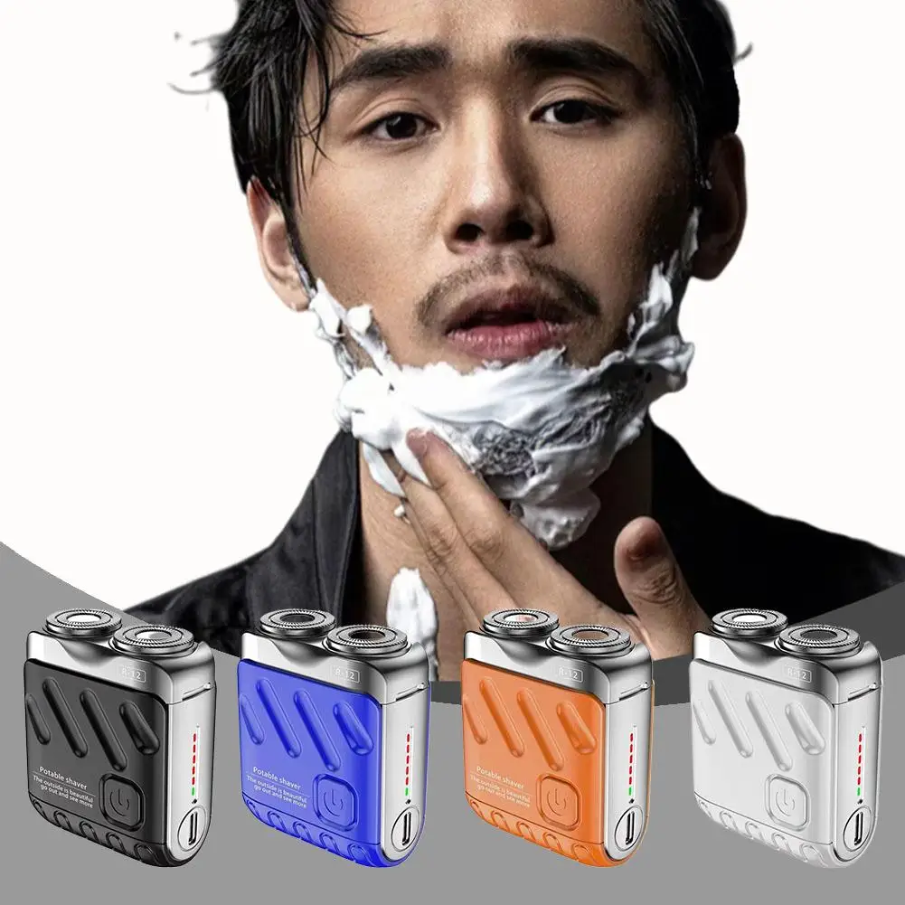 1 יחידה מיני מכונת גילוח חשמלית ניידת לגילוח זקן לגברים מכונת גילוח ראש עמידה במים עם כיס כפול P9D0