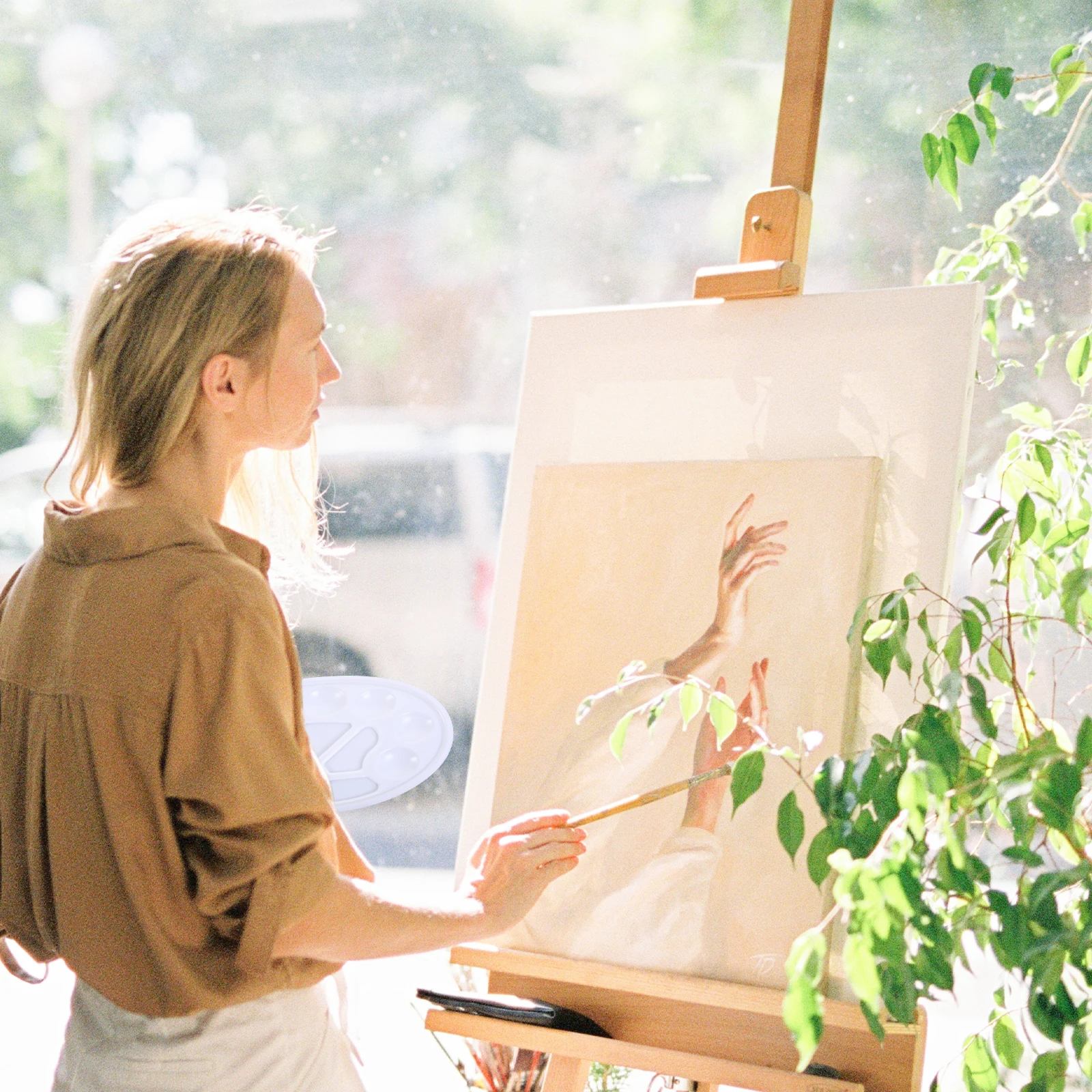 

10Pcs Plastic Paint Palette Small Lightweight Easy Use for Artists Students Children Acrylic Oil Painting Paint Palette