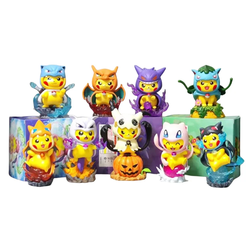 17 Styles 13CM Pikachu Drag Mewtwo Mew Charizard Blastoise Three-dimensional Model Anime Character Decoration Pokemon Around Toy