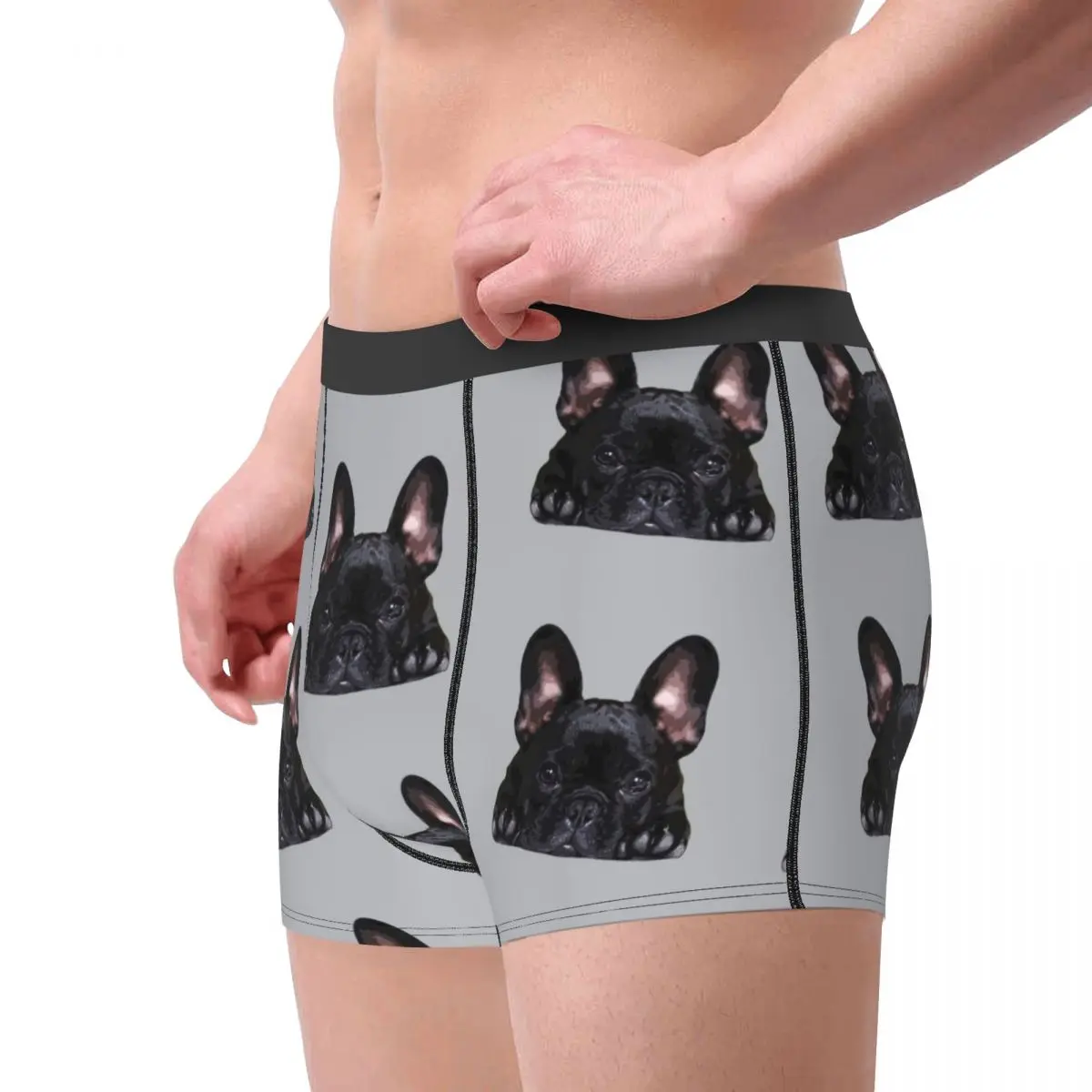 Funny Boxer French Bulldog Black Puppy Dog Shorts Panties Men Underwear Cute Breathable Underpants for Homme