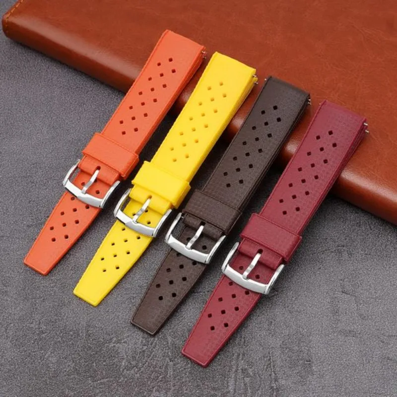 Premium-Grade Watchbands Fast Release Tropical Rubber Watch Straps 18mm 20mm 22mm Breathable Waterproof Wristwatch Band Bracelet