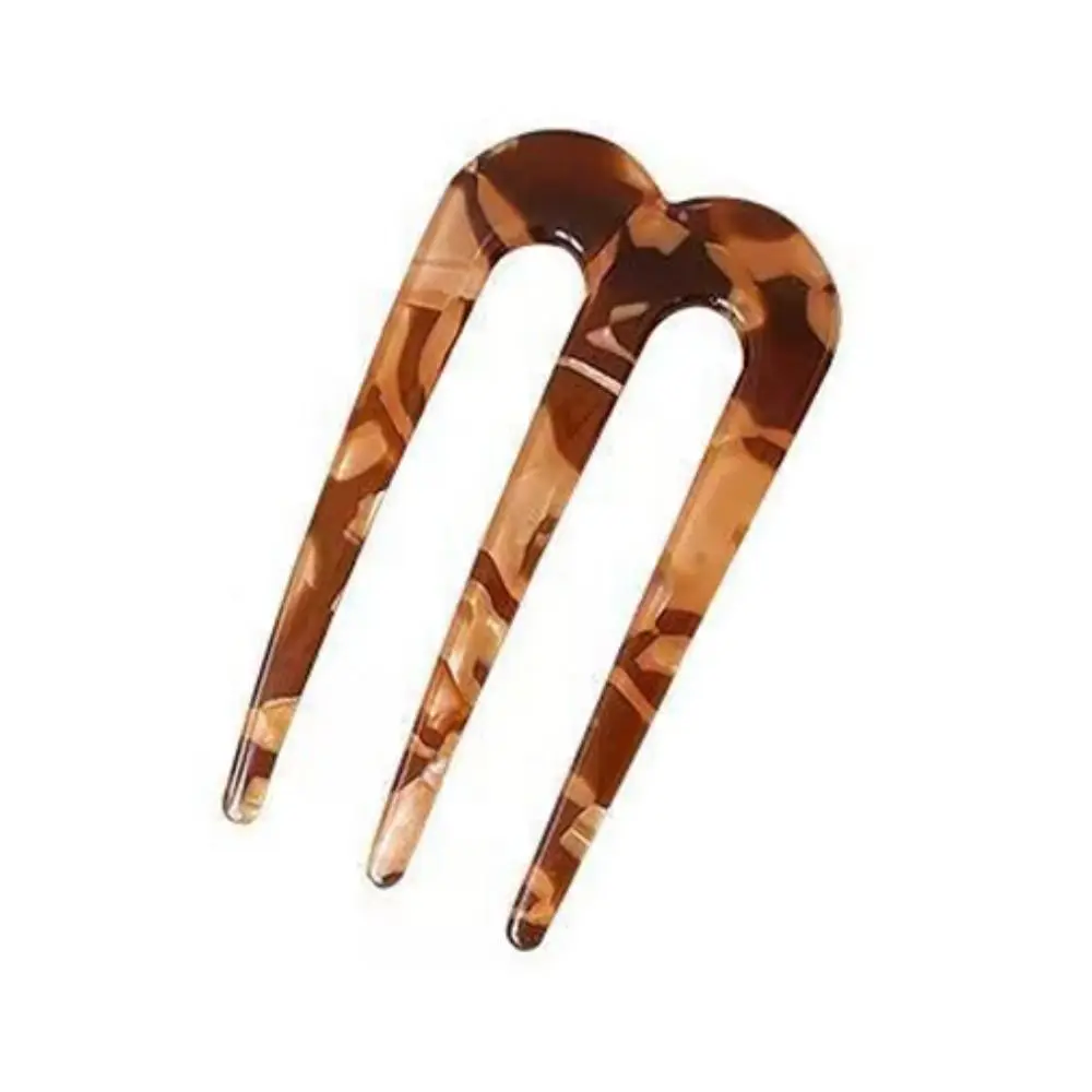 Elegant Acrylic French Hair Pins 3 Prong U-Shaped Hair Forks Hair Styling Tool Bun Hair Sticks Formal Occasions