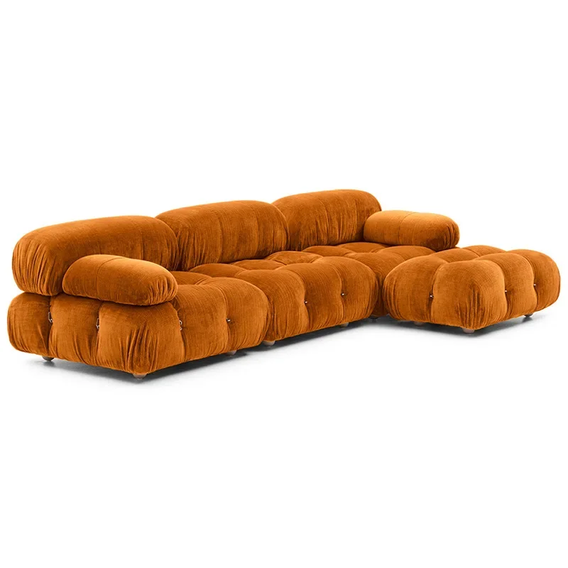 

Mario module combination sofa teddy velvet cream wind wabi sandy wind small apartment living room