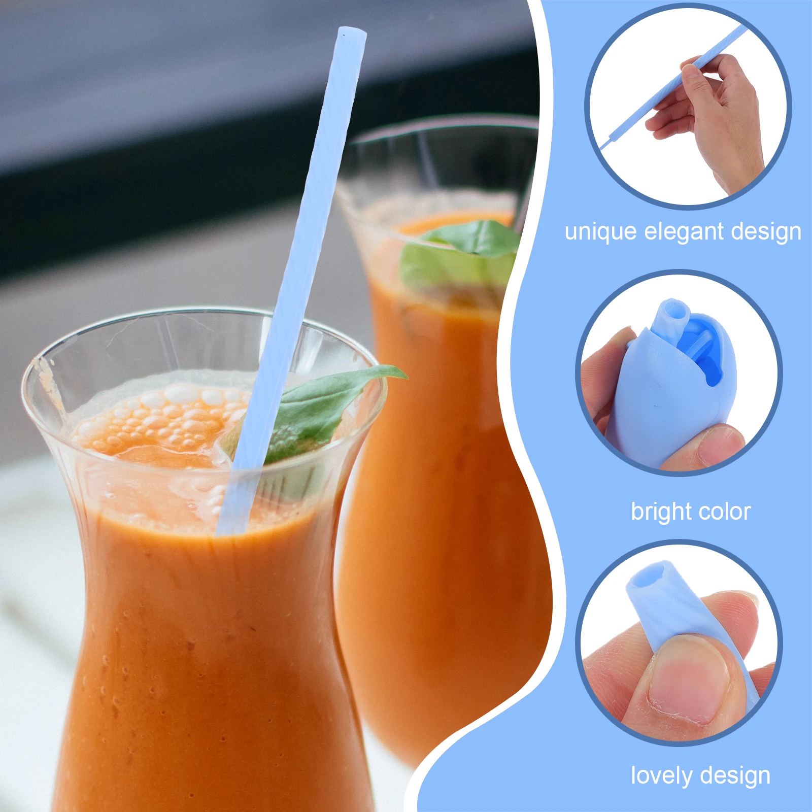 

4Sets Reusable Silicone Straws Multicolor Smoothie Drinking Straws Tumbler Replacement Set with Cleaning Brush Travel